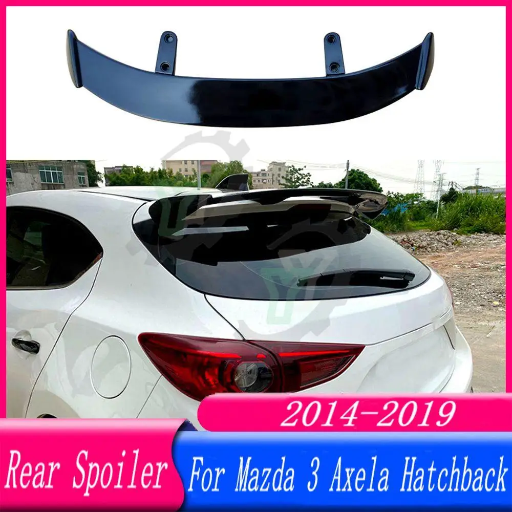 

ABS Plastic Rear Roof Spoiler Trunk Wing Lip Boot Cover For Mazda 3 Axela Hatchback 2014 2015 2016 2017 2018 2019 Car Styling