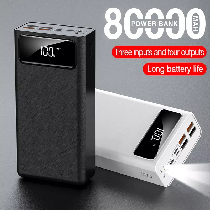 

NEW2023 Power Bank 80000mAh PD Fast Charge Power Bank Portable External Battery Fast Charger Suitable for Xiaomi iPhone Battery