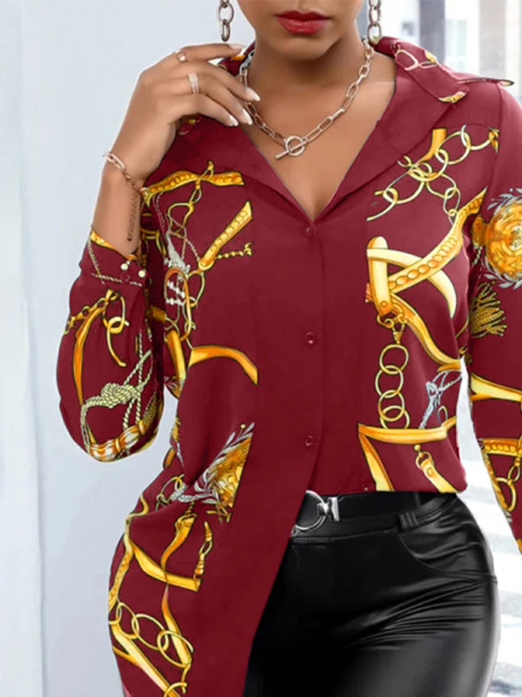 

2021 Осенняя блузка VONDA, винтажные Топы с длинным рукавом, отложным воротником, рубашки на пуговицах, богемные женские блузы, уличная одежда