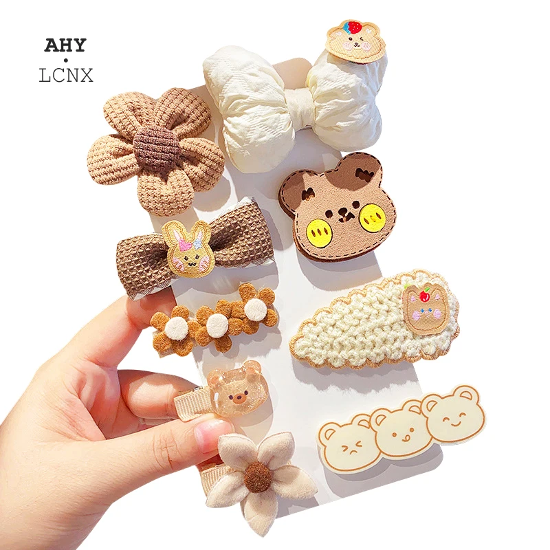 

Autumn Cute Little Rabbit Decoration Headgear Baby Fashion Knitted Flower Hairpin Cartoon Animal Plush Accessories for 3-10 Girl