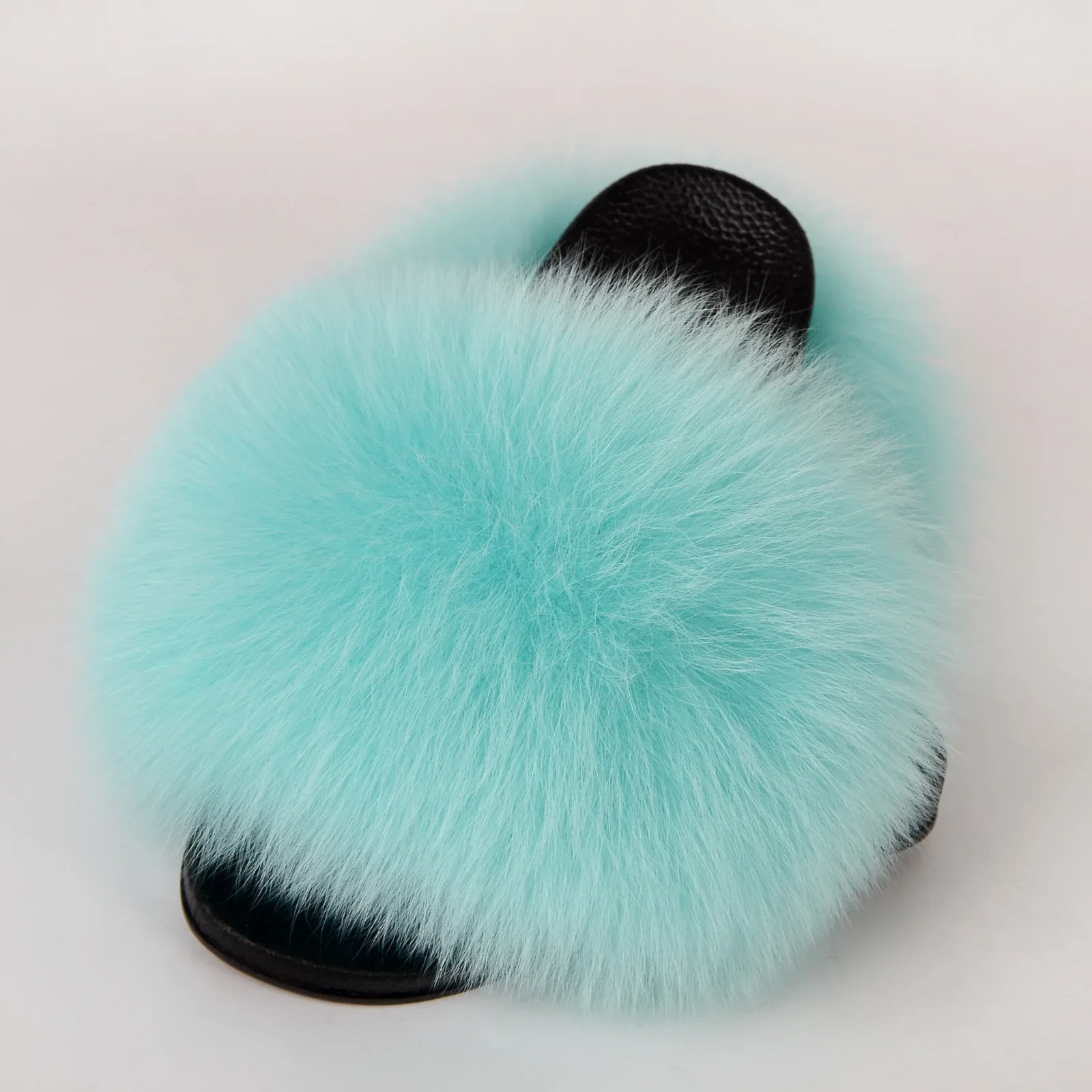 2 весенне-летние женские меховые тапочки с открытым круглым носком на плоской