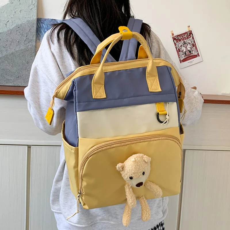

Женский рюкзак с милым маленьким медведем, школьный ранец для девочек, модные дизайнерские водонепроницаемые дорожные рюкзаки для хранения