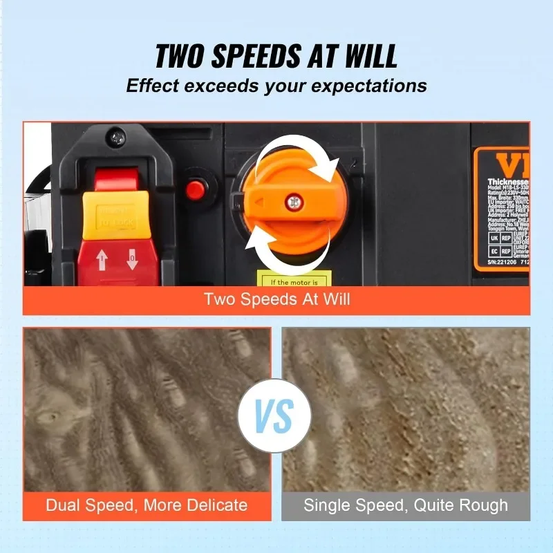 Строгальный станок для толщины двухскоростной настольный строгальный 13 дюймов с