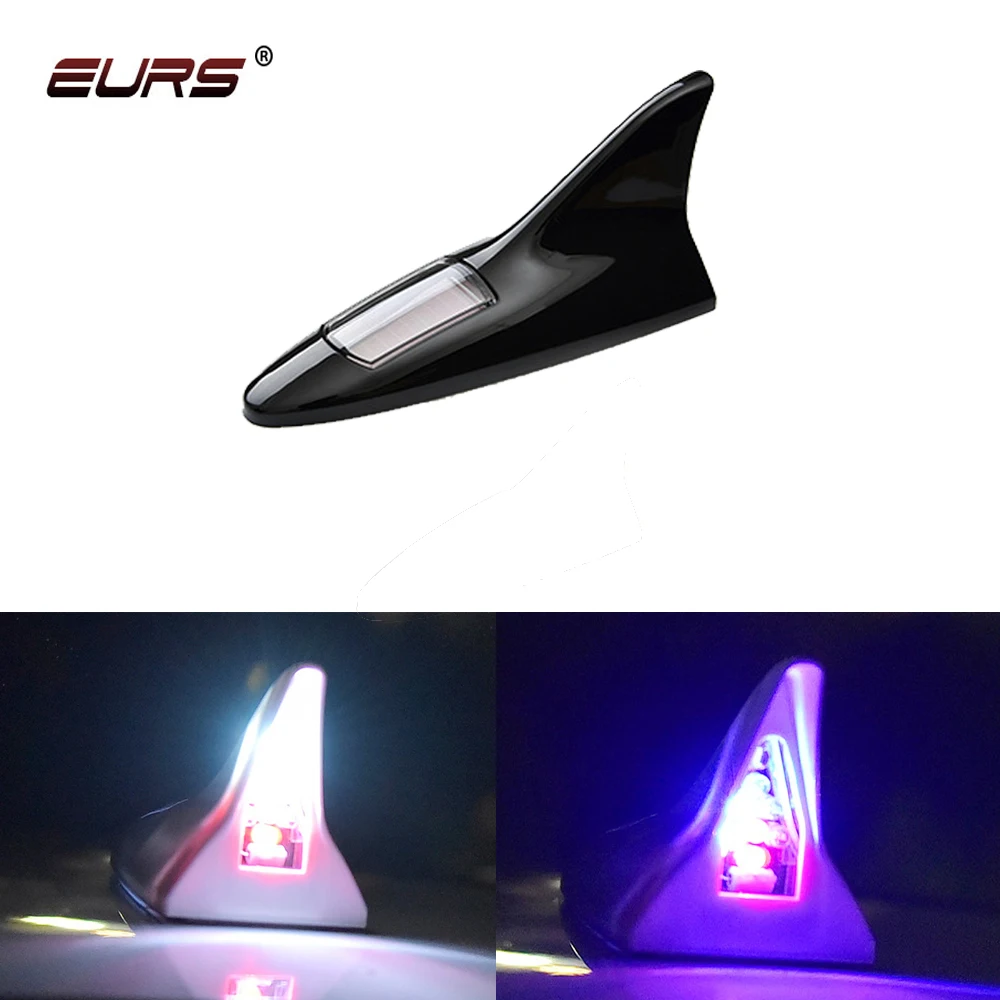 

Car Shark Antenna Radio FM Signal with Solar Energy LED Light Auto Radio Aerial Roof Anticollision Decoration Lights Car Styling