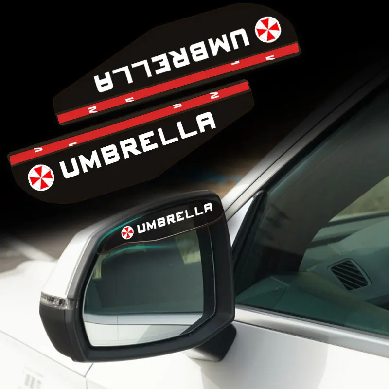 

2pcs Car Side Mirror Waterproof Sun Visor Rain Eyebrow Sticker for Umbrella Corporation Logo Car Decoration Exterior Accessories