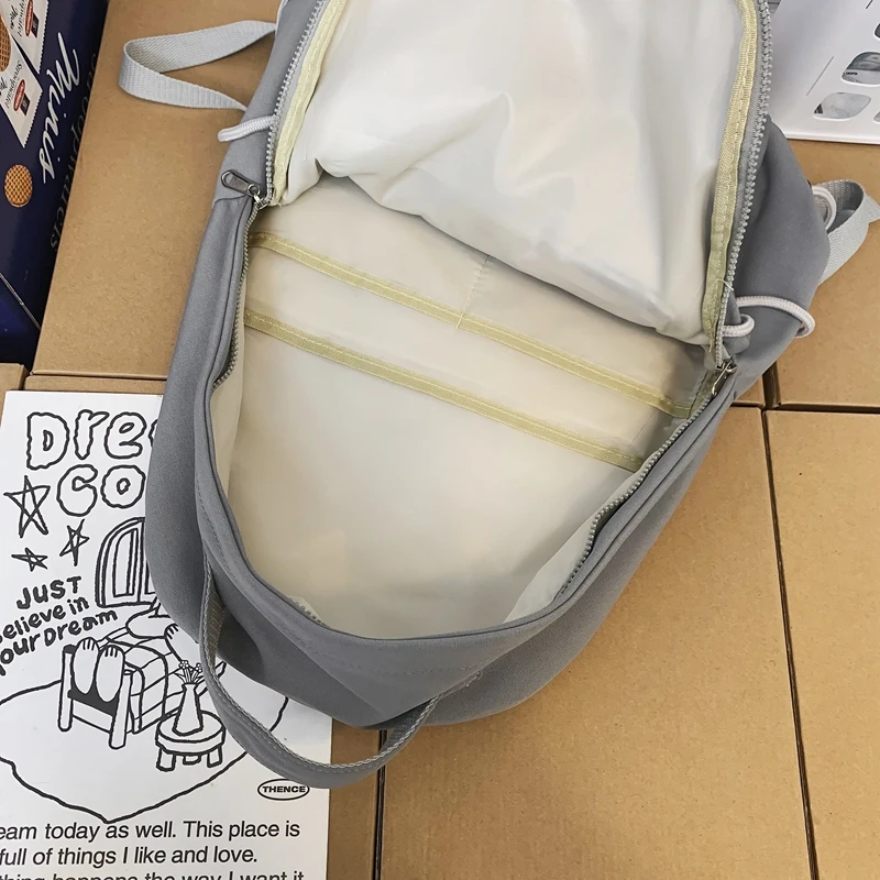 EST Solid Colour Unisex School Backpack Girls Teenager Shoulders Waterproof Nylon Women Casual Men Mochila Student Book Bagpack