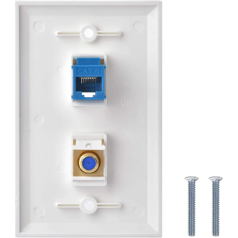 

Сетевая розетка Ethernet Coax с 1 портом Keystone Cat6 и 1 позолоченными настенными пластинами типа F RJ45, 2 упаковки
