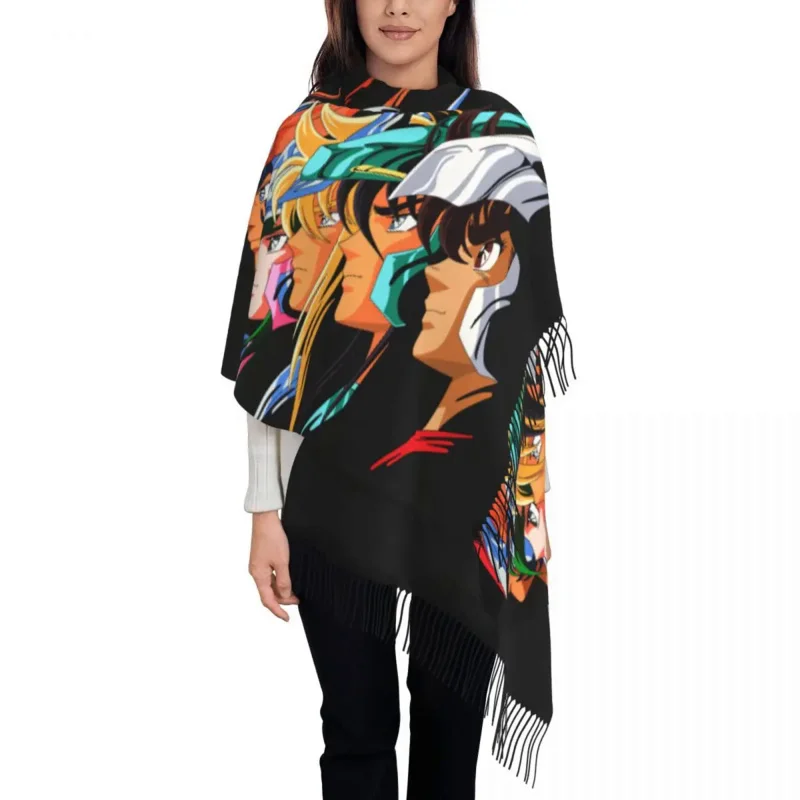 

Luxury Saint Seiya Knights Of The Zodiac Tassel Scarf Women Winter Warm Shawl Wrap Ladies Los Caballeros Del Zodiaco Scarves