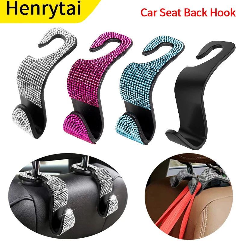 

Car Seat Back Hook Bling Diamond Hanger Car Headrest Hangers Backseat Car Hooks with Rhinestone Diamond Hanger Back Seat