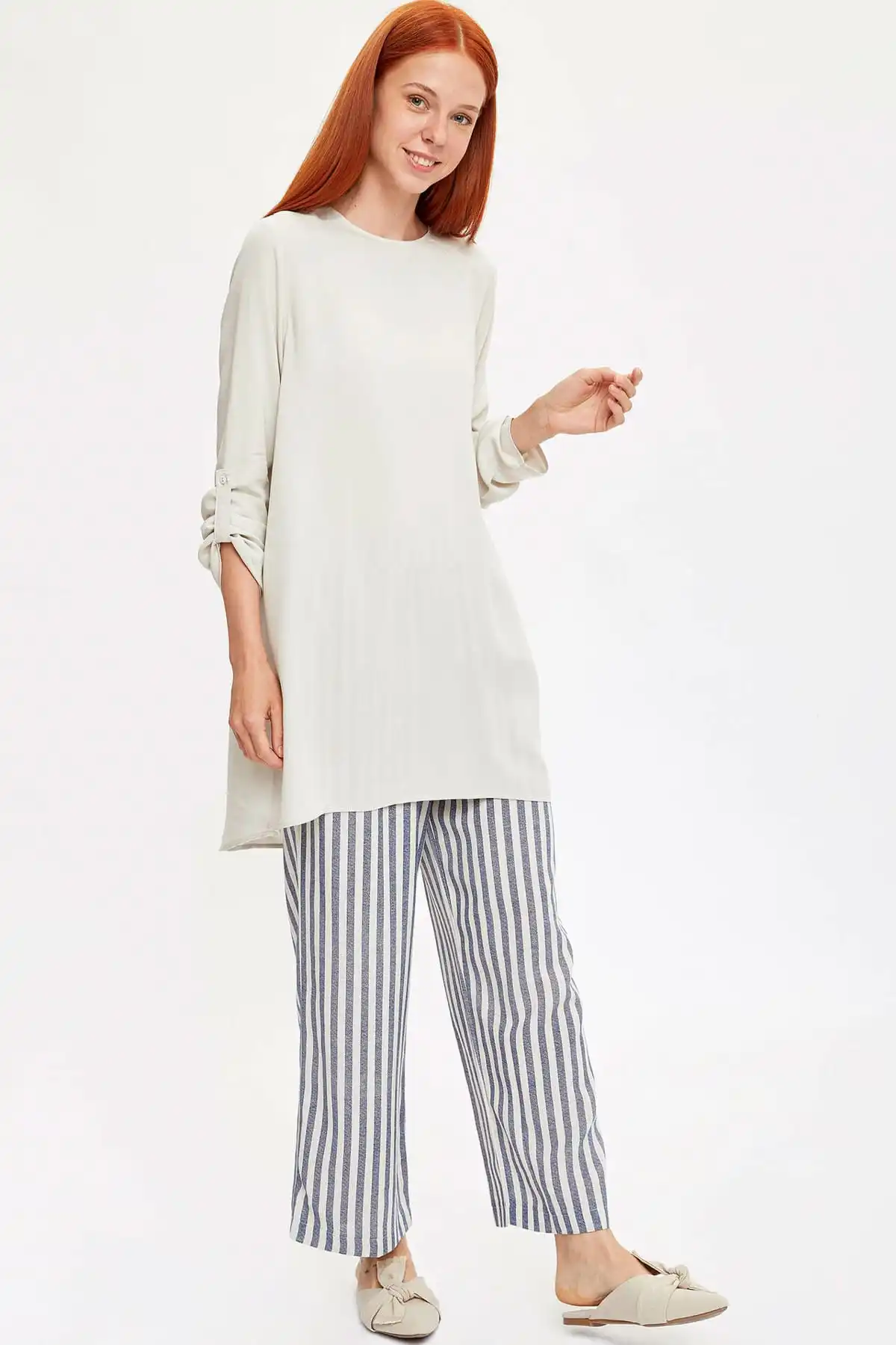 

Modest Relax Fit Striped Pants Women's Islamic Clothing Pants