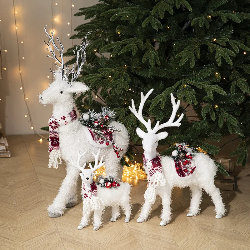

80cm Christmas White David Deer Doll Home Shopping Window Christmas Tree Decoration New Year Gifts for Children