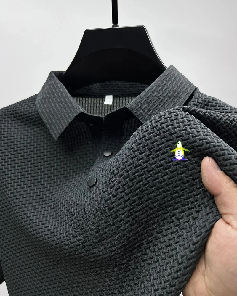 Мужская летняя рубашка-поло из вискозы с коротким рукавом