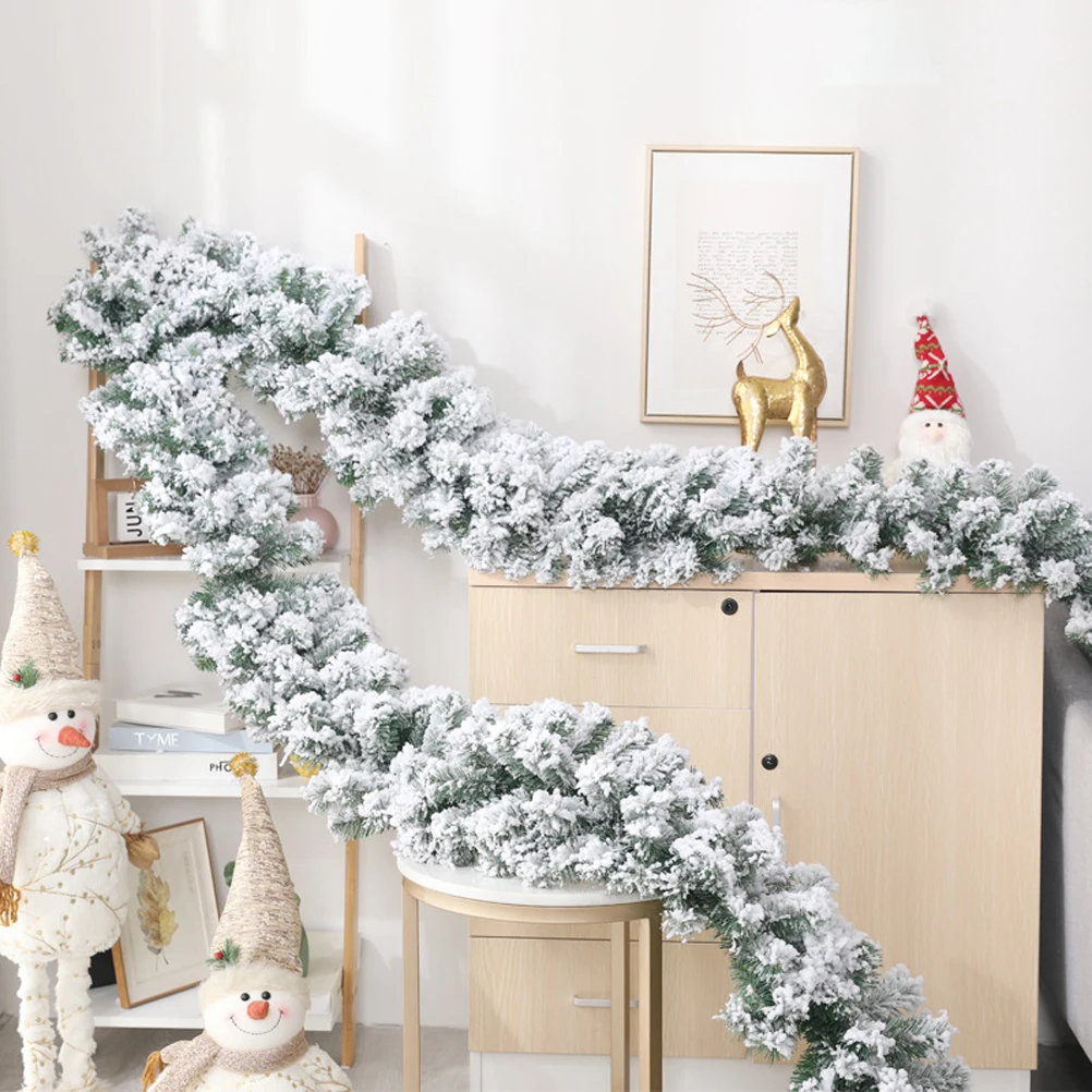 

2.7m White Falling Cedar Rattan For Christmas Tree Fireplace Staircase Door Garden Courtyard Decoration Garland