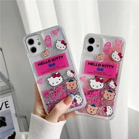 hello kitty glitter powder quicksand transparent silicone phone case for iphone 13pro max1211 iphone xsx series