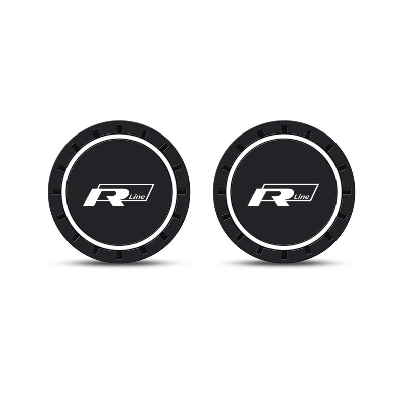 

2 шт., автомобильные коврики с логотипом Rline R line, нескользящие подушечки для чашки воды для VW Golf 7 MK7 Golf 6 MK6 Tiguan Polo CC Jetta