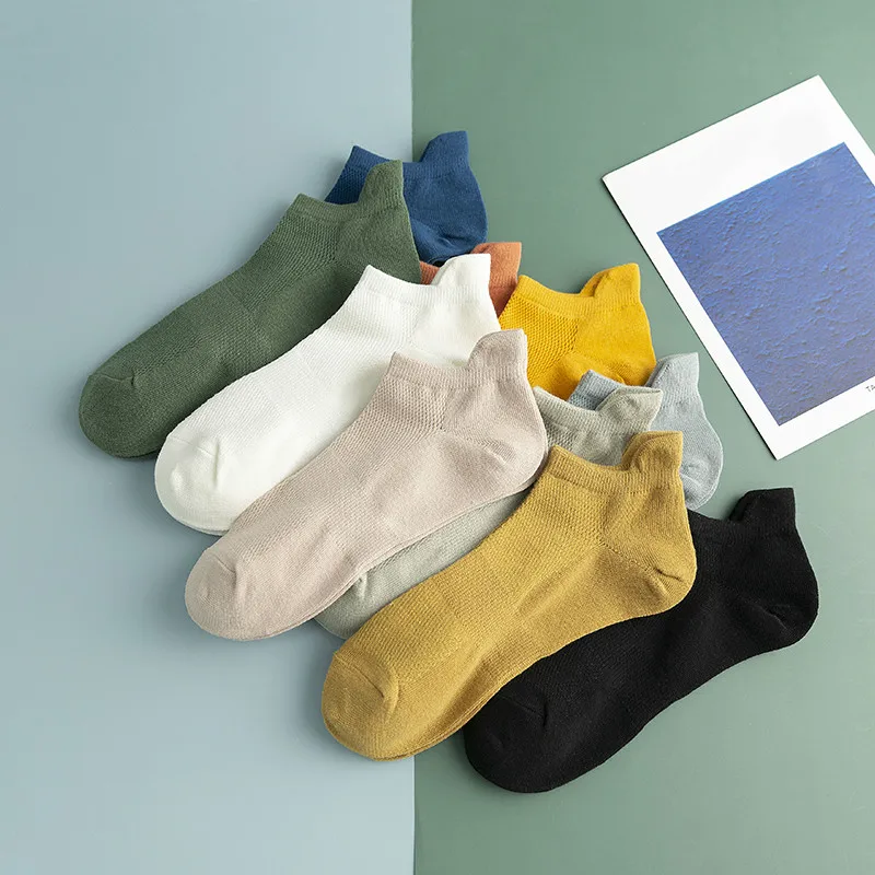 5 Pairs Brand Men Cotton Socks New Style Soft Breathable Solid Colorful Simple Fashion Short Ankle Street Unisex Sock Plus Size