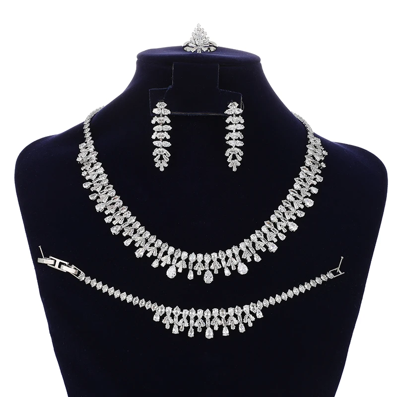 

Jewelry Set HADIYANA Elegant Zircon Charm Fashion Luxury Wedding Necklace Bracelet Ring Earring Set BN8238 Schmuck