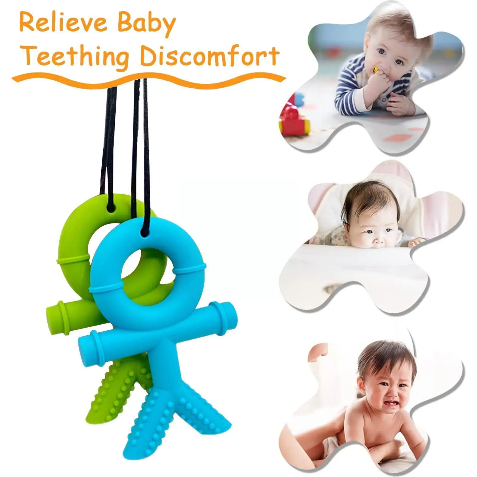 

Sensory Chew Teether Necklace Baby Silicone Teething Toys Soothing Pain Relief Teethers Toy For Babies Autism Anxiety Relie M2s7