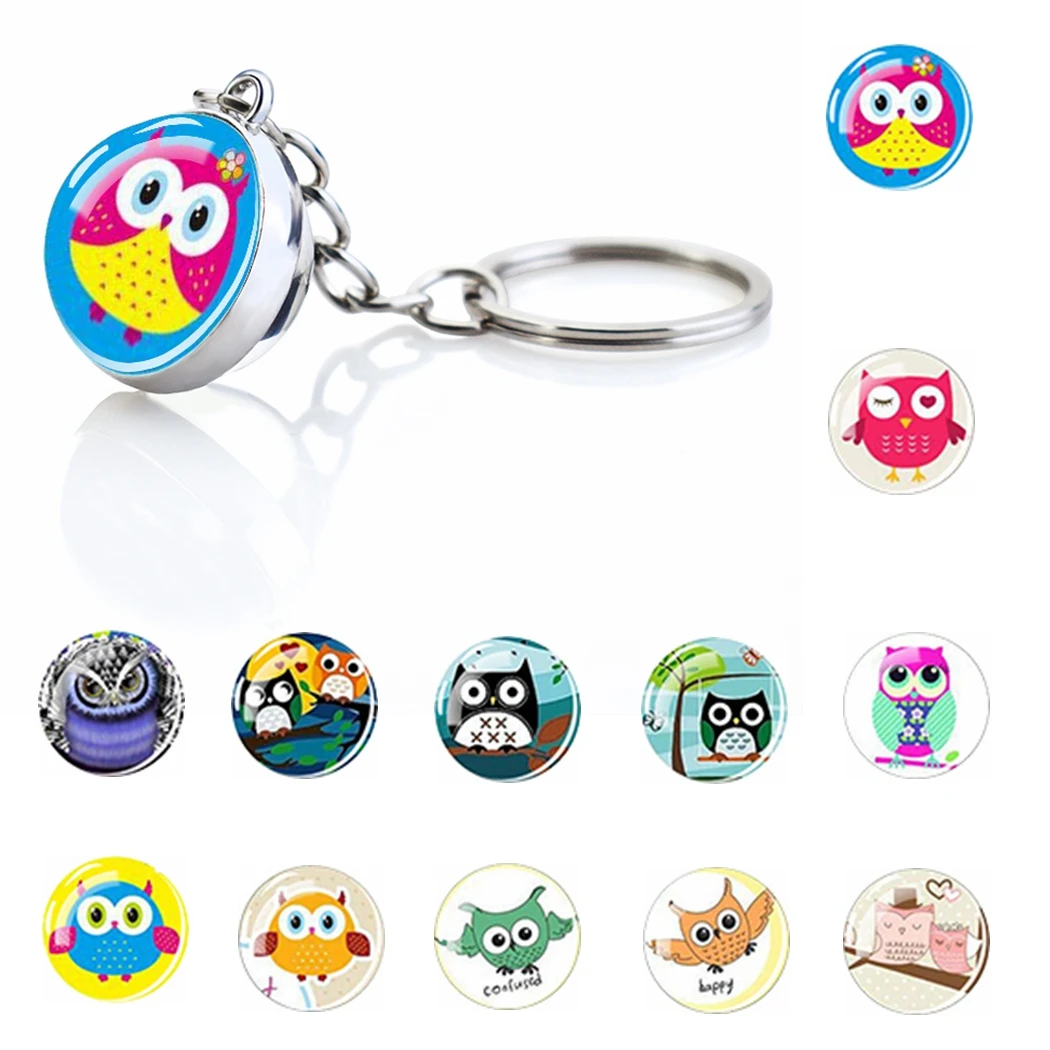 Брелки с рисунком совы милый забавный кулон со стеклянным шариком в мультяшном