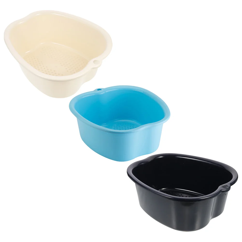 

3 PCS Massage Foot Bath Basin Plastic Bucket Pedicure Reusable Washing Tub Sole