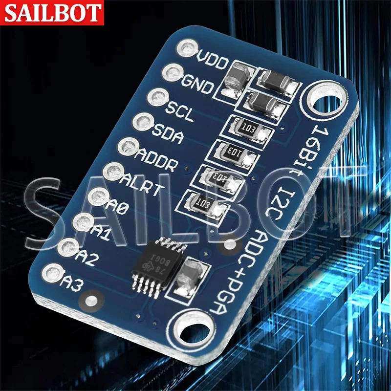 ADS1115 Модуль аналого-цифрового преобразователя АЦП с программируемым усилением