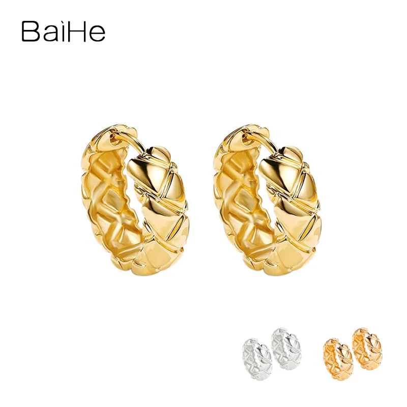 

BAIHE Solid 14K Yellow/Rose/White Gold Ear Buckle Ear clip Earrings Women Engagement Wedding Fine Jewelry boucle d’oreille