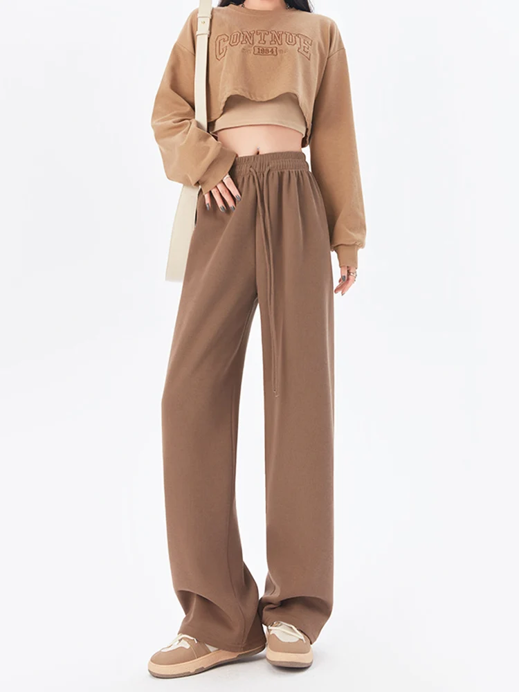 

Женские весенне-летние спортивные брюки с высокой талией, женские хлопковые мягкие удобные брюки, повседневные Длинные Мешковатые прямые ш...