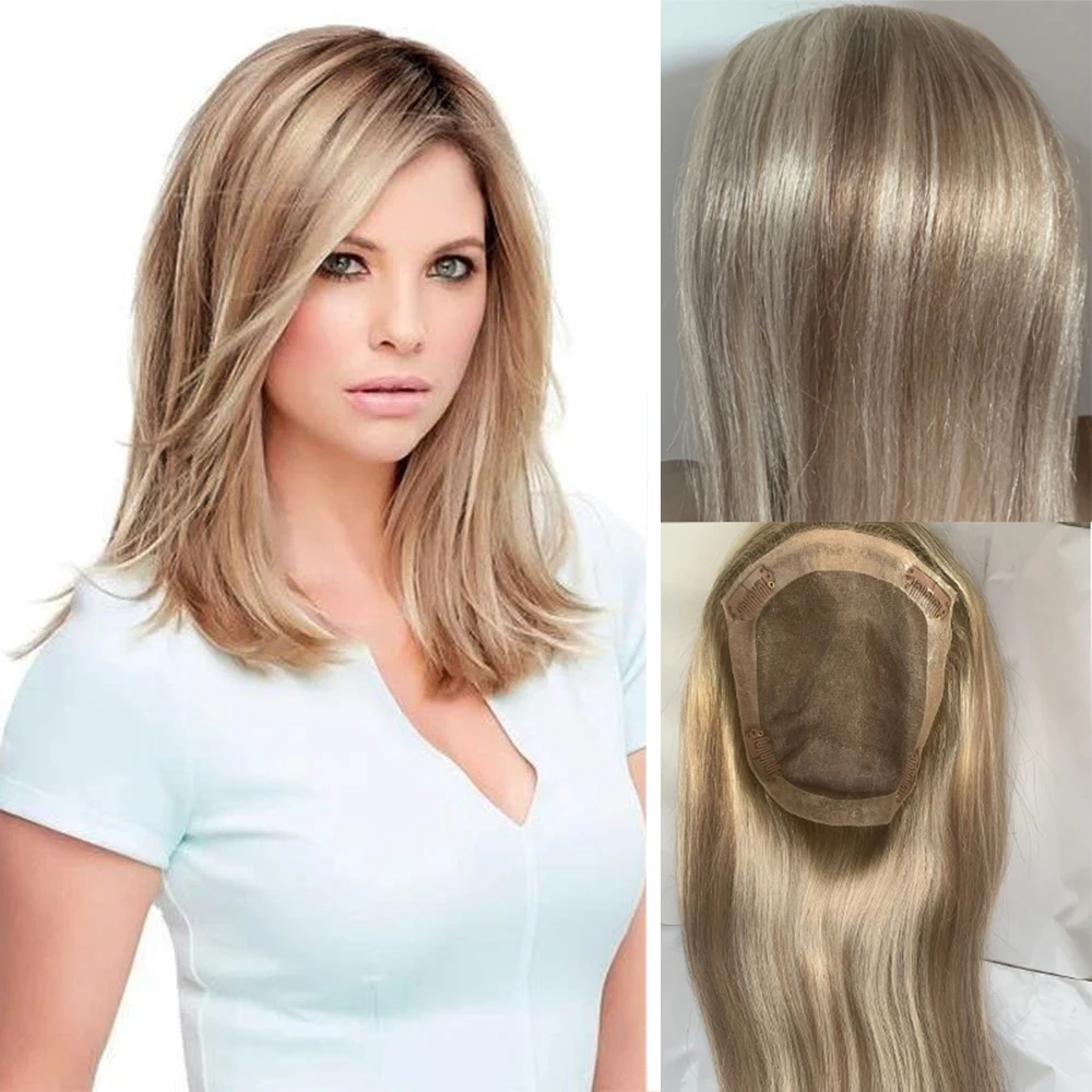Straight Women Topper European Human Hair Remy Natural Toupee Replacement