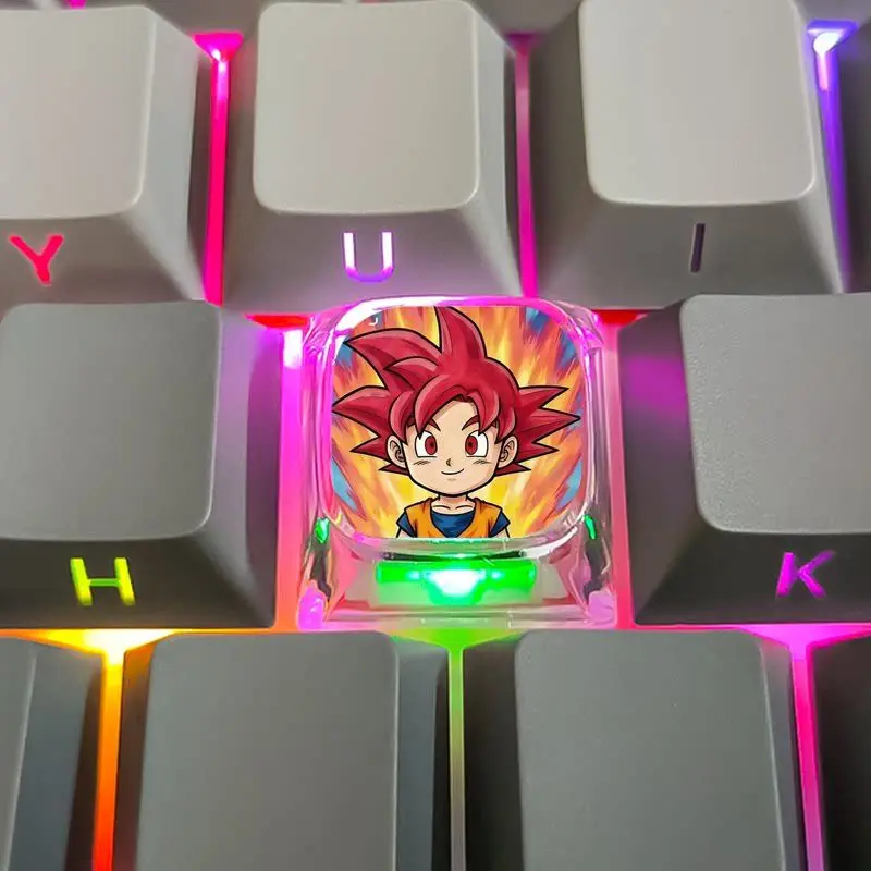 Фото Новые кейкапы Dragon Ball для механической клавиатуры: прозрачные, креативные, с мультяшным рисунком, для самостоятельной сборки, яркие, индивидуальные №5