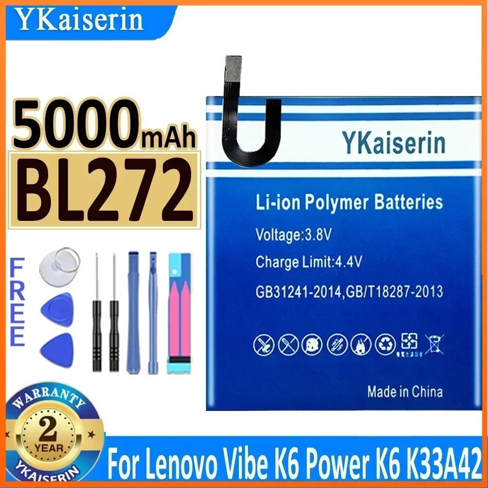 Аккумулятор YKaiserin BL267 BL272 для Lenovo Vibe K6 BL 267 K33a48 K33b36 K33b37/K6 Power/ K33A42 XT1662 Bateria