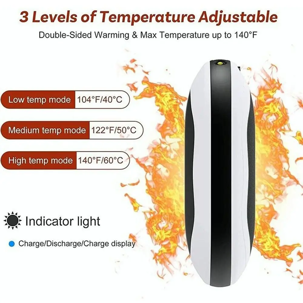 Winter 4 IN 1 Double-Side Heating USB Rechargeable Massager 10000mAh Power Bank Hand Warmer LED Flashlight 4