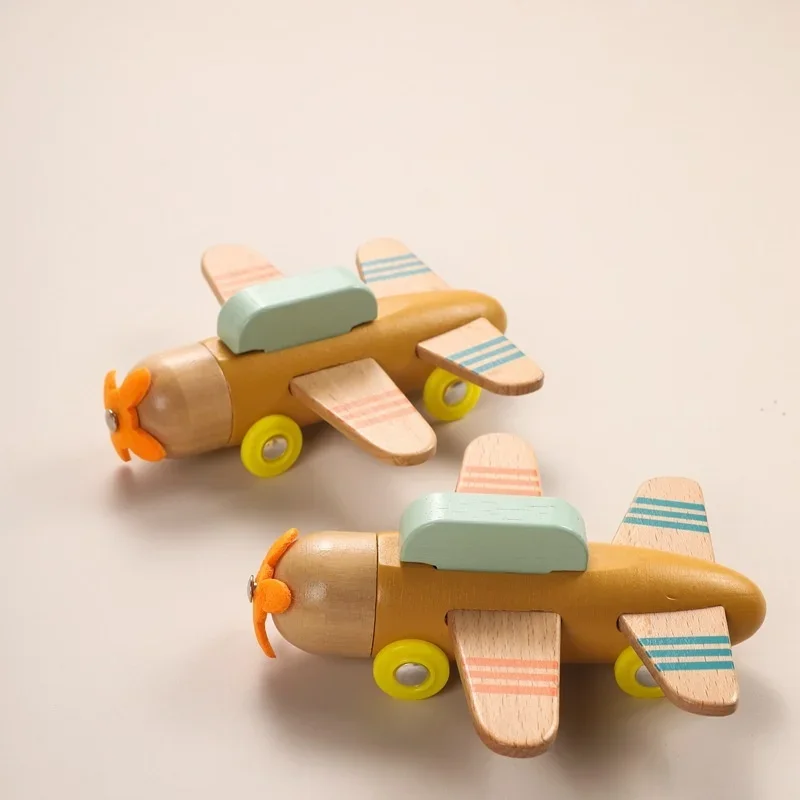 

Мультяшный симулятор транспортировки самолета для детей деревянные строительные блоки игрушка модель Монтессори обучающая игрушка подарок для ребенка