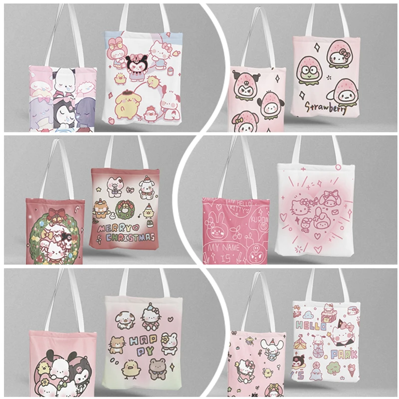 

36x39 см Sanrio аниме Kawaii понравилось My Melody Холщовая Сумка-тоут мультяшная печать КТ Сумка Для Покупок Сумка для документов Рождественский подар...
