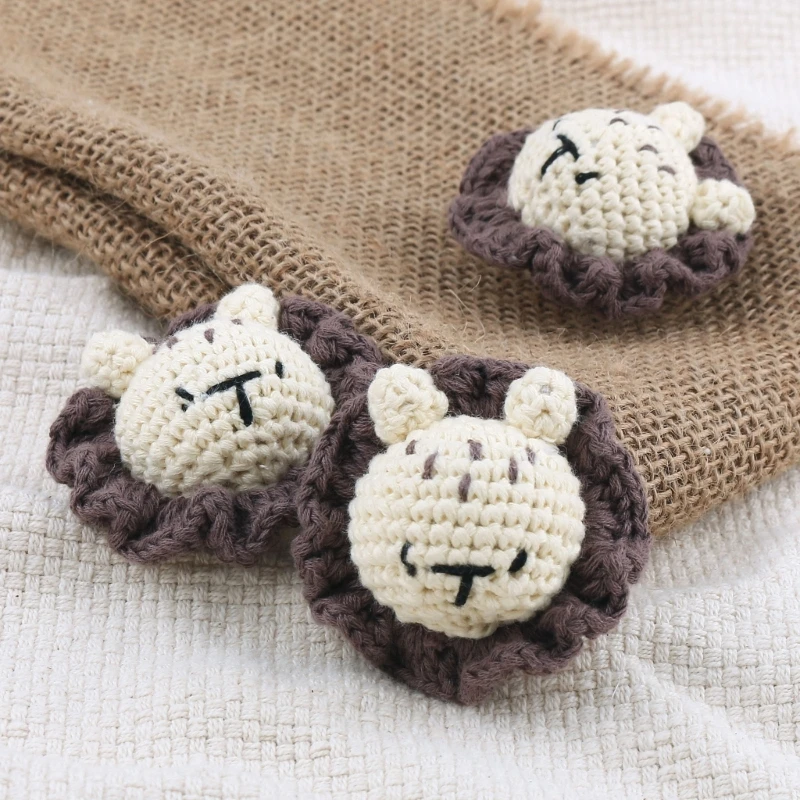 

Handmade Crochet Animal Lion DIY Knitting Baby Pacifier Chain Chewable Accessories Newborn Teether Toy Baby Product QX2D