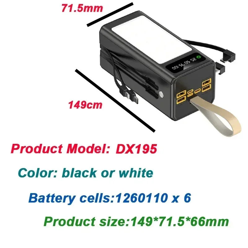 Подходит для Xiaomi 200000 mAh Быстрая зарядка Power Bank большой емкости Портативное