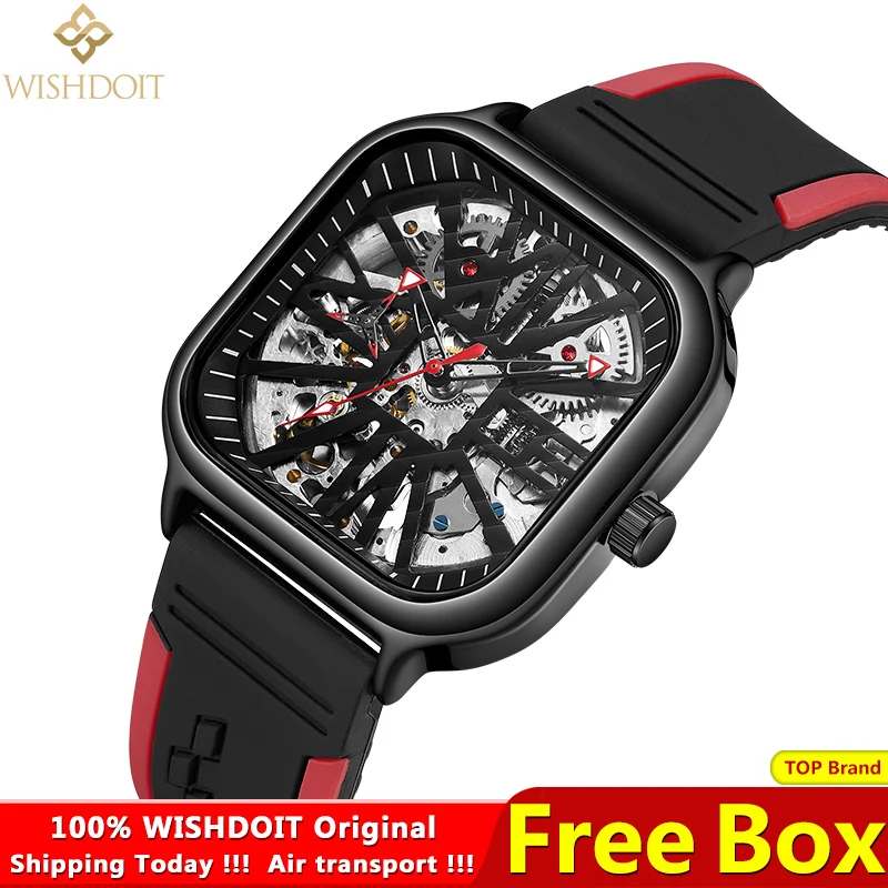 

WISHDOIT Men's Watch Mechanical Watch Top Brand Leisure Sports Luxury Military Leather Stainless Steel Waterproof Luminous Clock