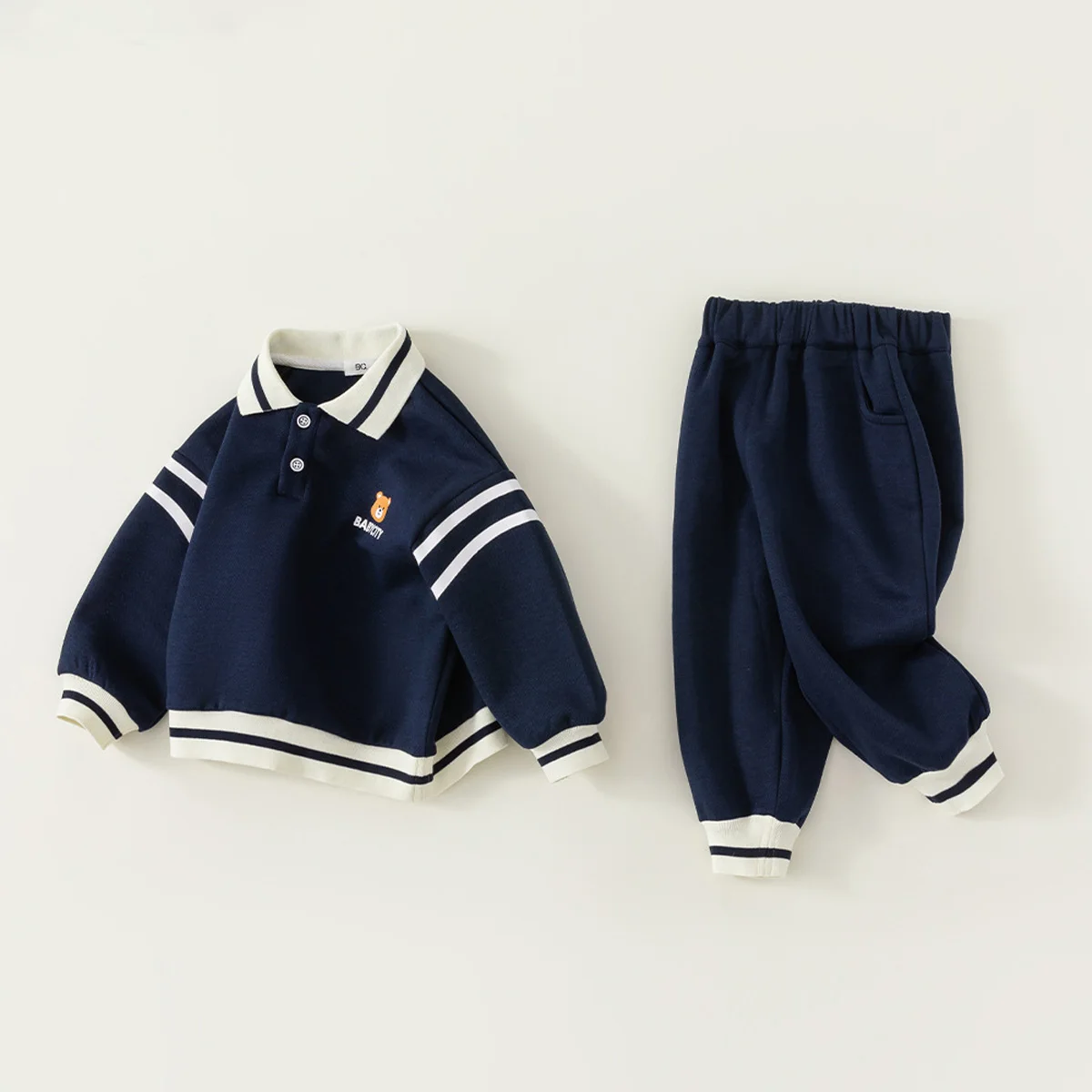 

Повседневный корейский Детский комплект, костюм для маленьких мальчиков, весенне-осенняя одежда-поло для девочек из 2 предметов, Детская Хлопковая Верхняя и нижняя одежда с мультяшным рисунком, 2023