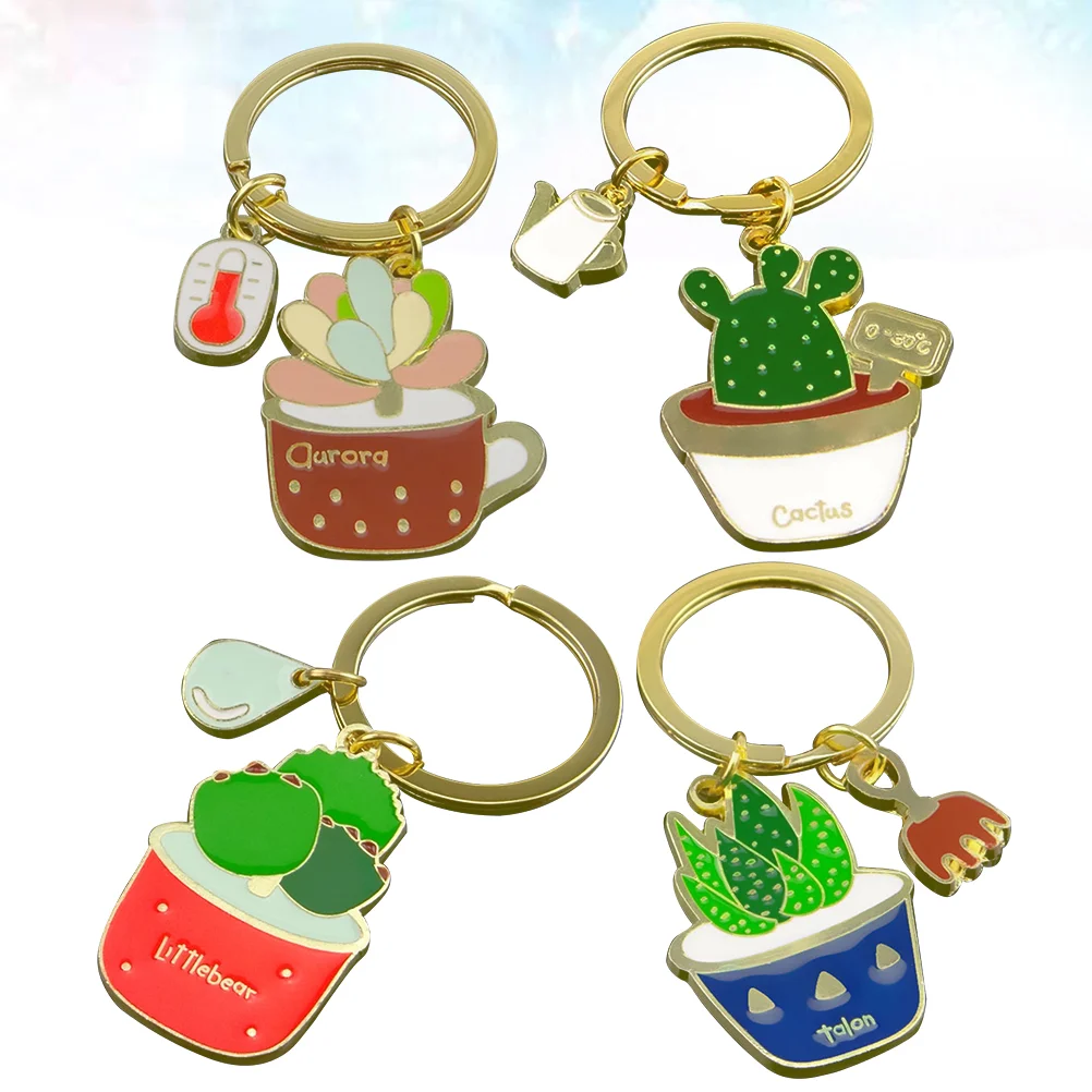 

4PCS Keychain Decor Unique Key Holder Stainless Steel Pendant Keychain for Lady Madam Girl