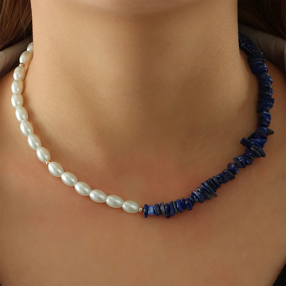 

2022 Bohemian Summer Beach Pearl Irregualr Stone Choker Necklace Jewelry