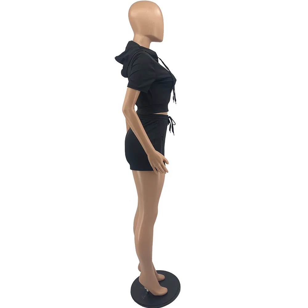 Женские короткие спортивные брюки комплект одежды с капюшоном для бега