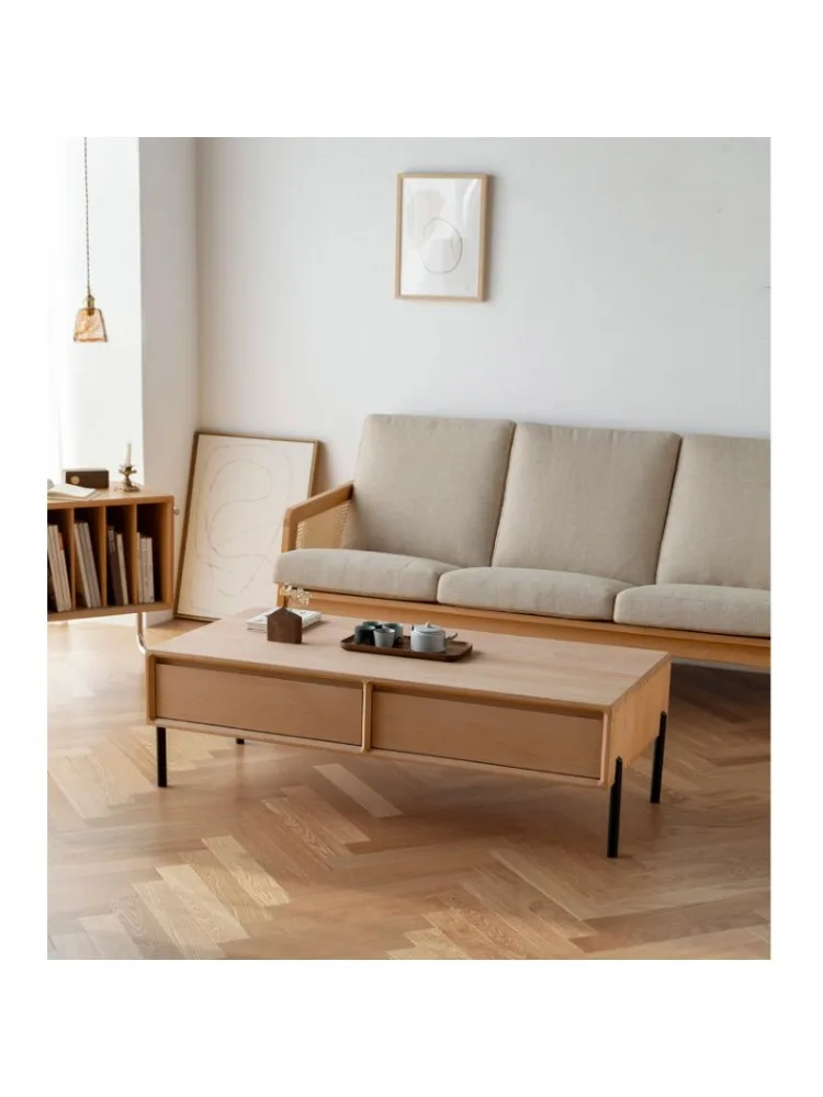 Простой скандинавский чайный столик из черного ореха и дерева прямоугольный