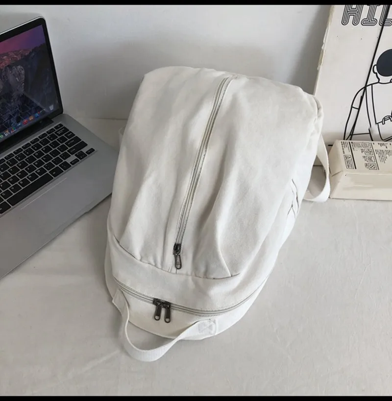 New Simple Casual Shoulder Bag Retro Large Capacity Canvas Bag High School Students Travel Backpack Laptop Students Schoolbag