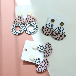 Long Drop Earrings milk spots Fashion Handmade Polymer Clay Earrings for Women Geometric Drop Dangle Pendant Water Drop Jewelry