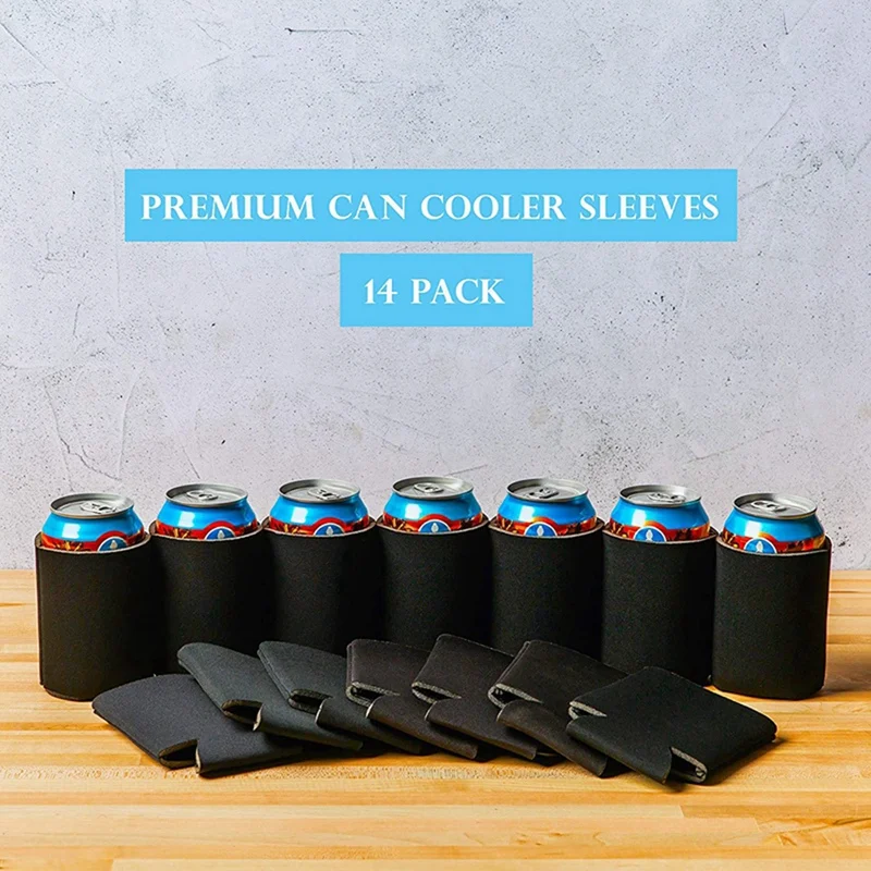 

24 Pcs Beer Blank Can Cooler Sleeves Soft Insulated Beer Can Cooler Sleeves - HTV Friendly Plain Black Can Sleeves