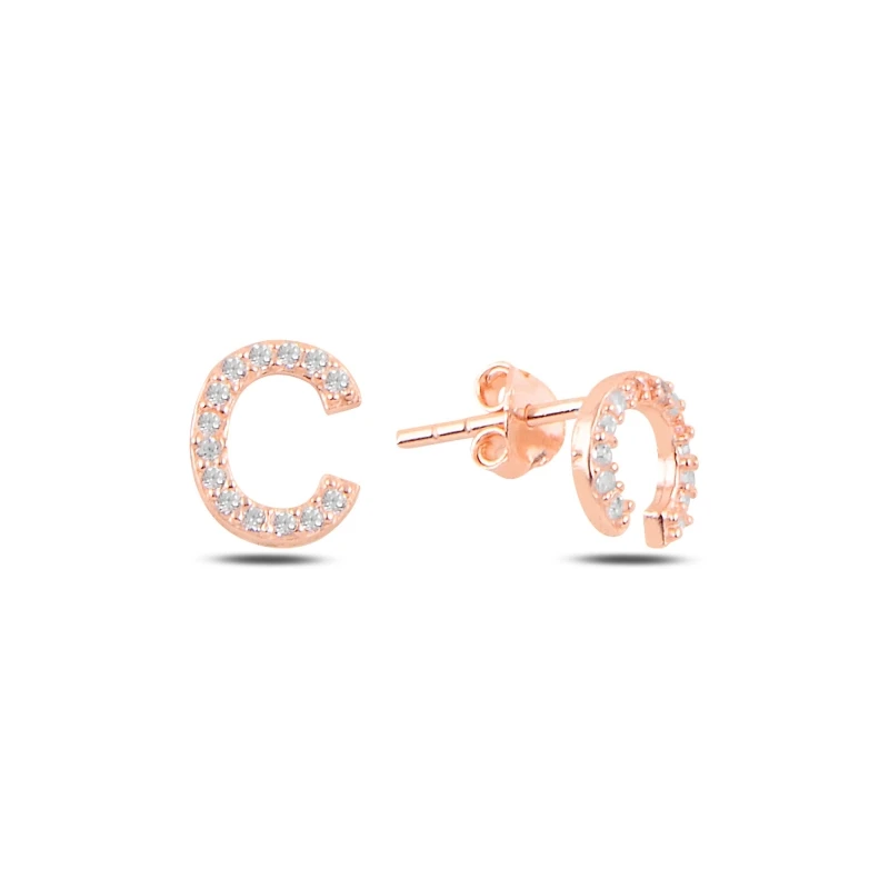 

Серебряные серьги 925 в комплекте с буквой C