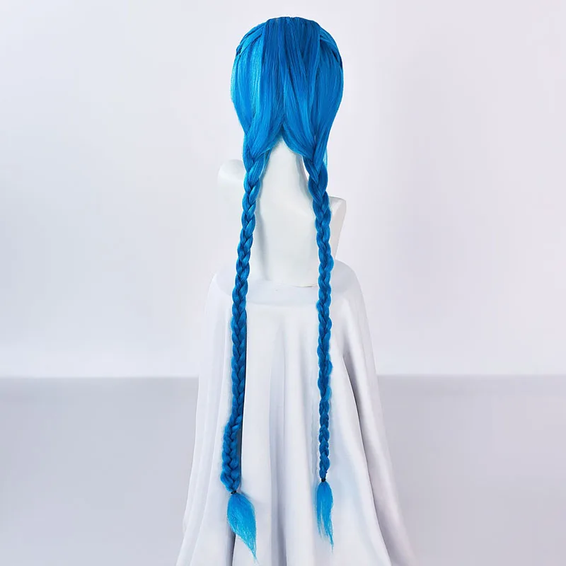 Парик Jinx Длинный синий плетеный парик для ролевых игр Подходит любого цвета кожи