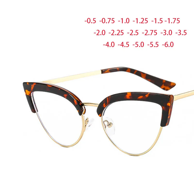 Очки кошачий глаз с полуметаллической оправой и прозрачными линзами простые