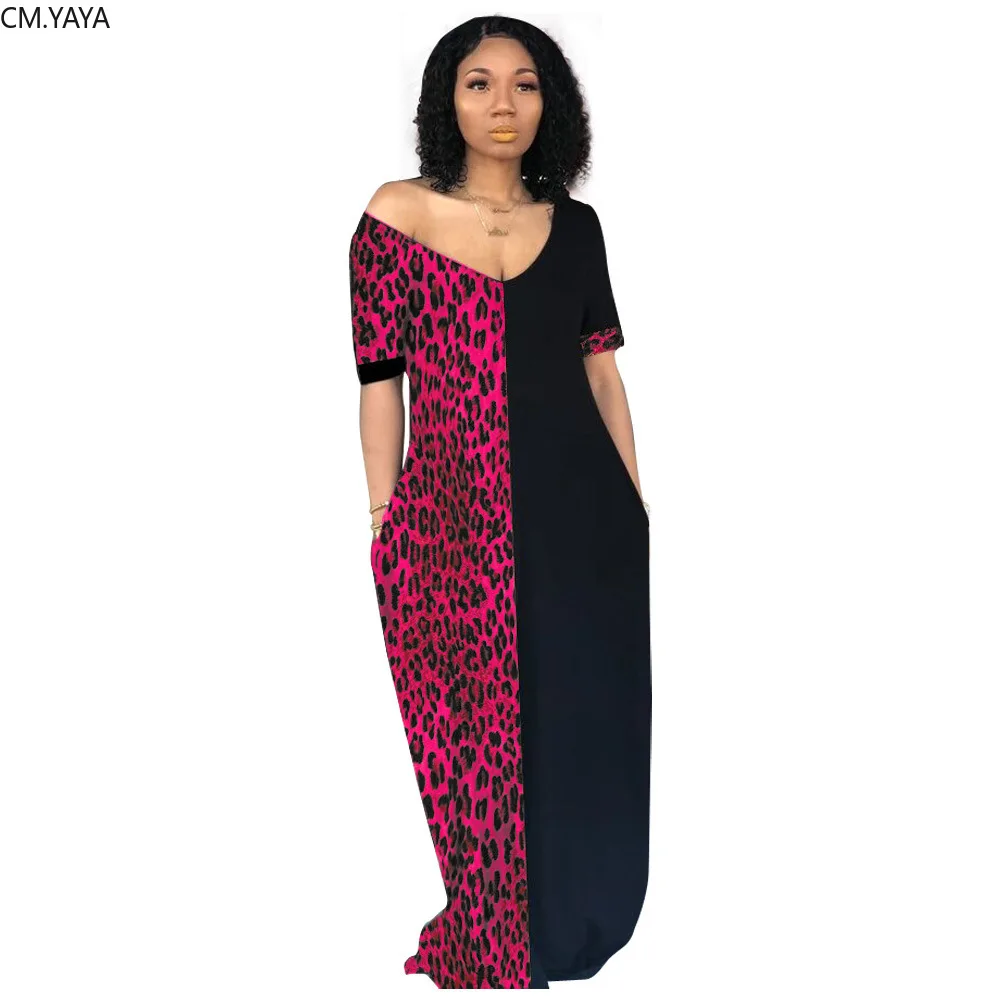 Женское платье-макси с V-образным вырезом коротким рукавом | Женская одежда