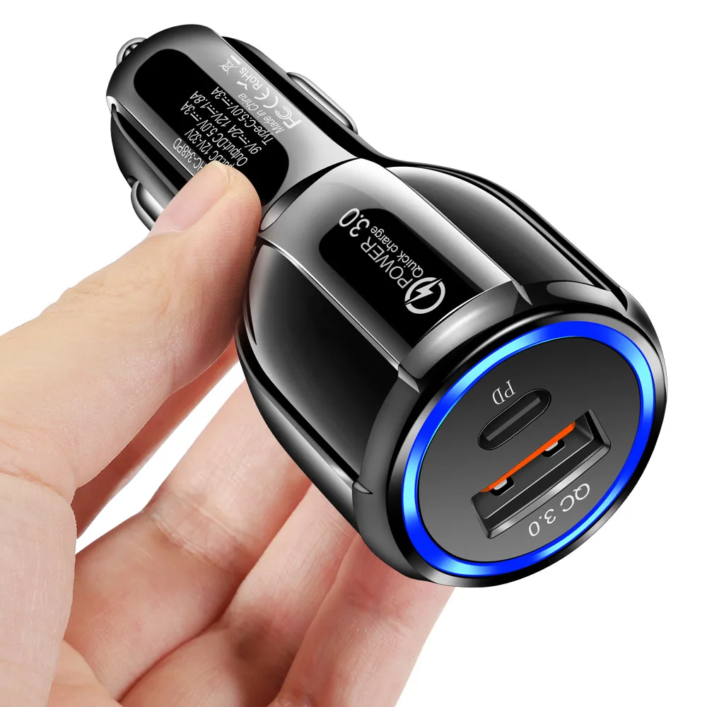 

10pcs/lot PD USB Car Charger Quick Charge 3.0 QC3.0 Power Adapters For iPhone 13 12 Pro Xiaomi Samsung Mobile Phone Gps PC