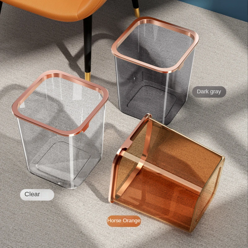 

Transparent Trash Can, Pressure Ring Trash Can, Coffee Table, Bedroom Bedside Mini Storage Paper Basket, Desktop Storage Bucket
